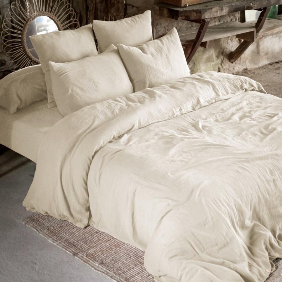 Funda para almohada rectangular en en gasa de algodón (L80 cm) Gaïa Beige pampa 4