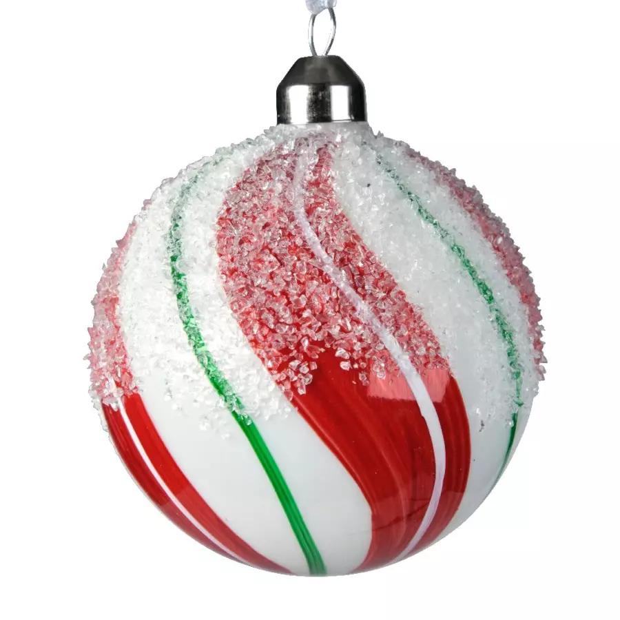 Lote de 3 bolas de Navidad en vidrio (D80 mm) Lyna Rojo  4