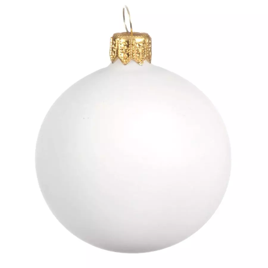 Set van 6 glazen kerstballen (D80 mm) Arctique mat wolwit  4