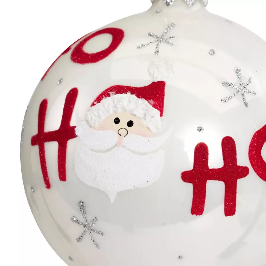 Lote de 6 bolas de Navidad en vidrio (D80 mm) Ho ho ho Rojo  5
