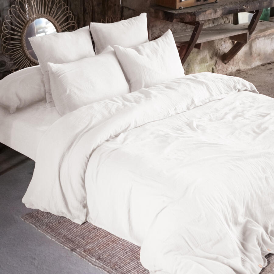 Funda para almohada rectangular en gasa de algodón (L70 cm) Gaïa Blanco chantilly 4