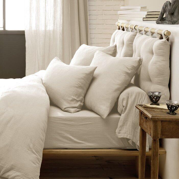 Funda para almohada cuadrada en en gasa de algodón (60 cm) Gaïa Beige pampa 4