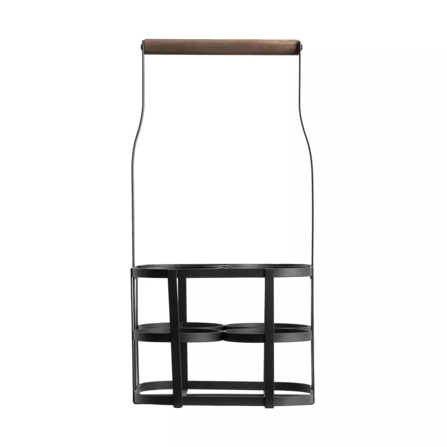 Porte-bouteilles bois et métal 4 compartiments (H41 cm) Aaron Noir 4