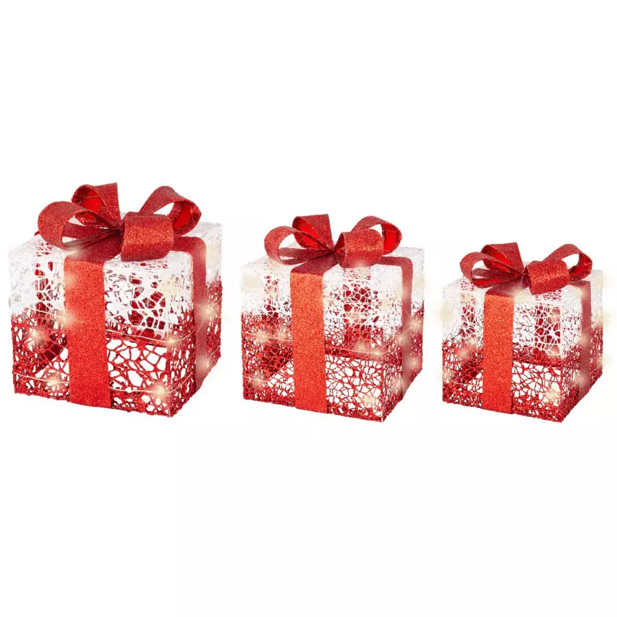 Juego de 3 regalos Kéry a pilas  con luz Blanco cálido 90 LED 5
