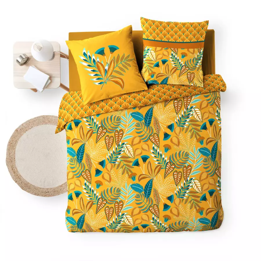 Housse de couette et deux taies coton (260 cm) Tilda Jaune ocre 5