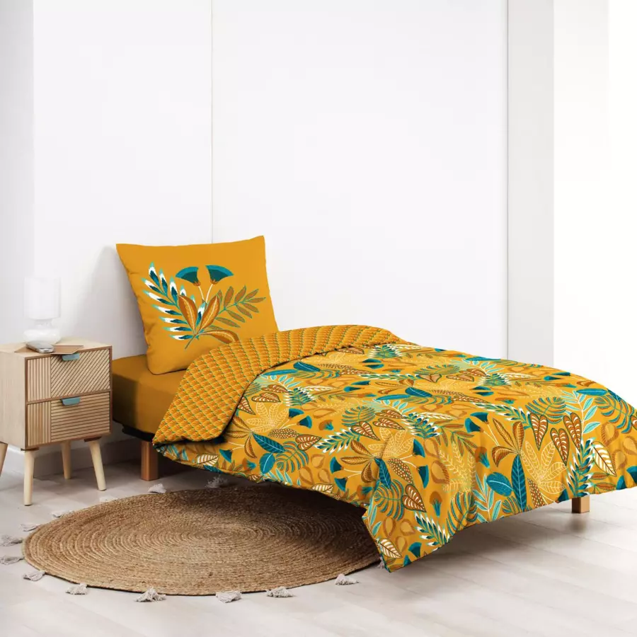Housse de couette et une taie coton (140 cm) Tilda Jaune ocre 4