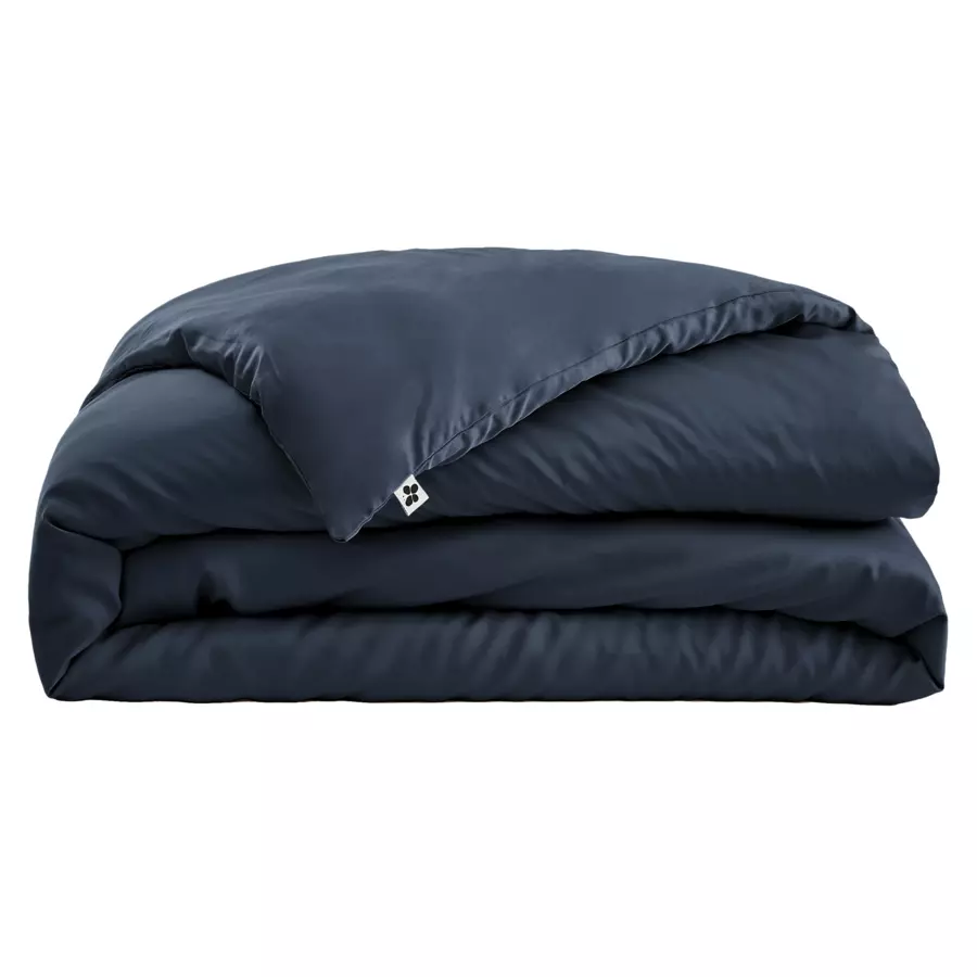 Copripiumino in raso di bambù (260 cm) Salomé Blu notte