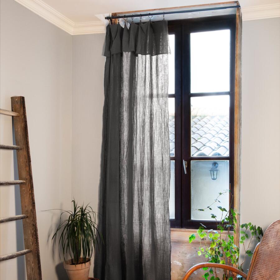 Höhenverstellbarer Vorhang aus Baumwoll-Gaze (140 x max. 300 cm) Gaïa Dunkelgrau