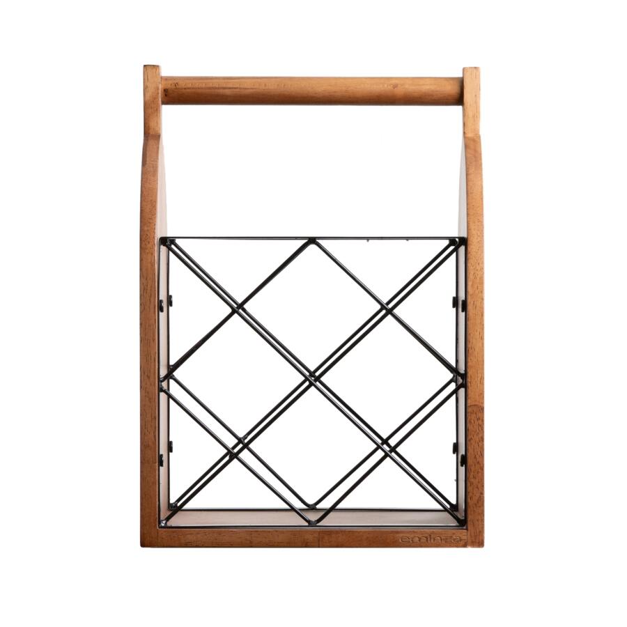 Portabotellas de madera y metal con 6 espacios (H40 cm) Gabriel Beige 4