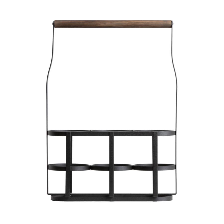 Portabotellas de madera y metal con 3 espacios (H41 cm) Aaron Negro 5