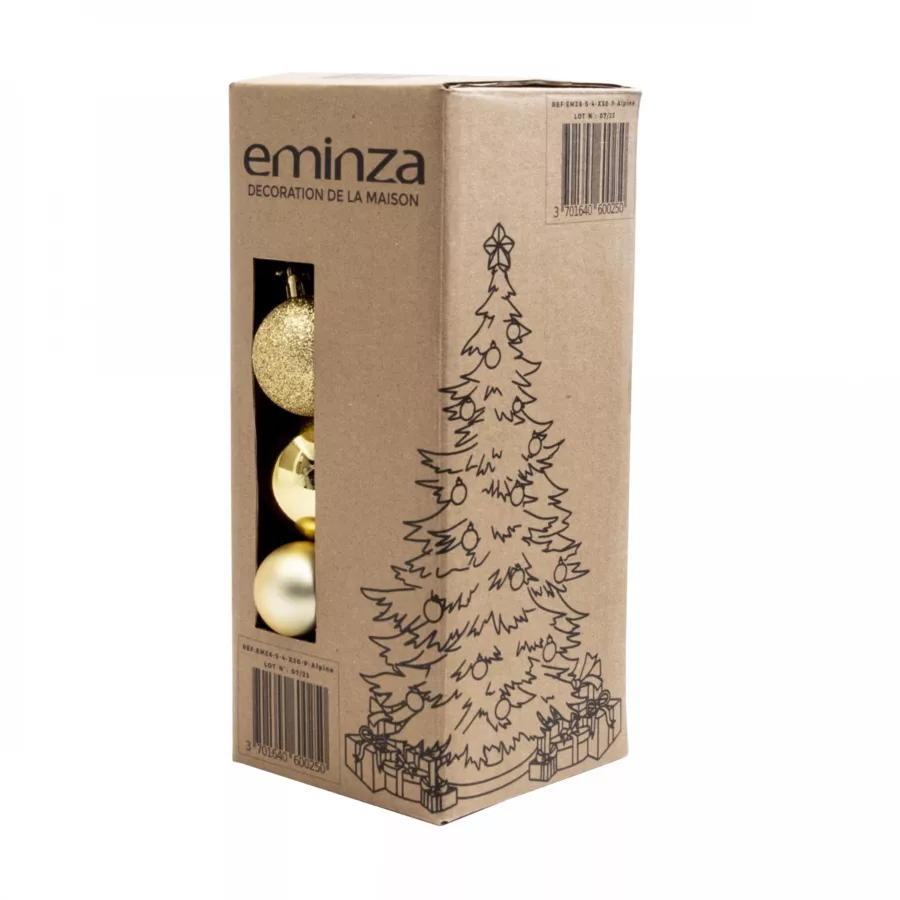 30er Set Weihnachtskugeln New Alpine Mix Gold 5