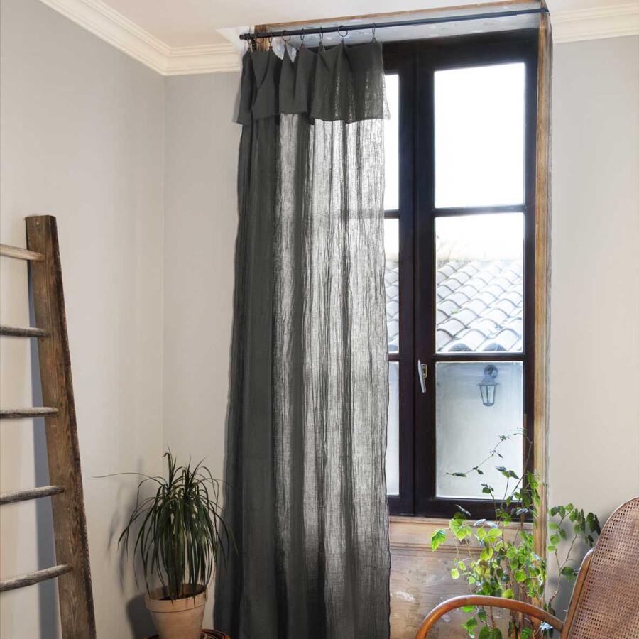 Höhenverstellbarer Vorhang aus Baumwoll-Gaze (180 x max. 300 cm) Gaïa Dunkelgrau