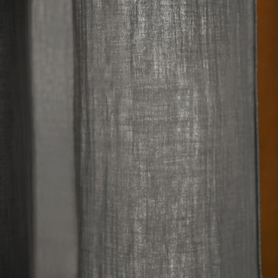 Cortina en gasa de algodón ajustable (180 x max 300 cm) Gaïa Gris granito