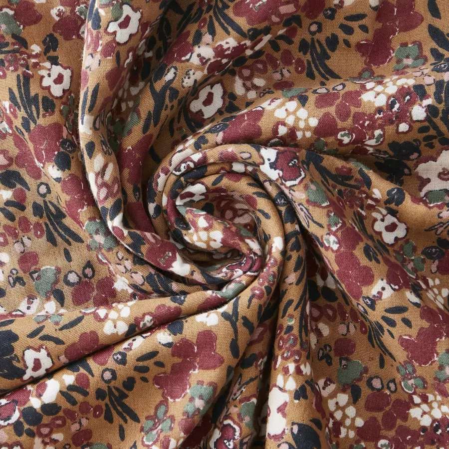 EM - Bout de lit 90 x 200 cm Gaze de coton imprimŽe CONSTANCE Camel
