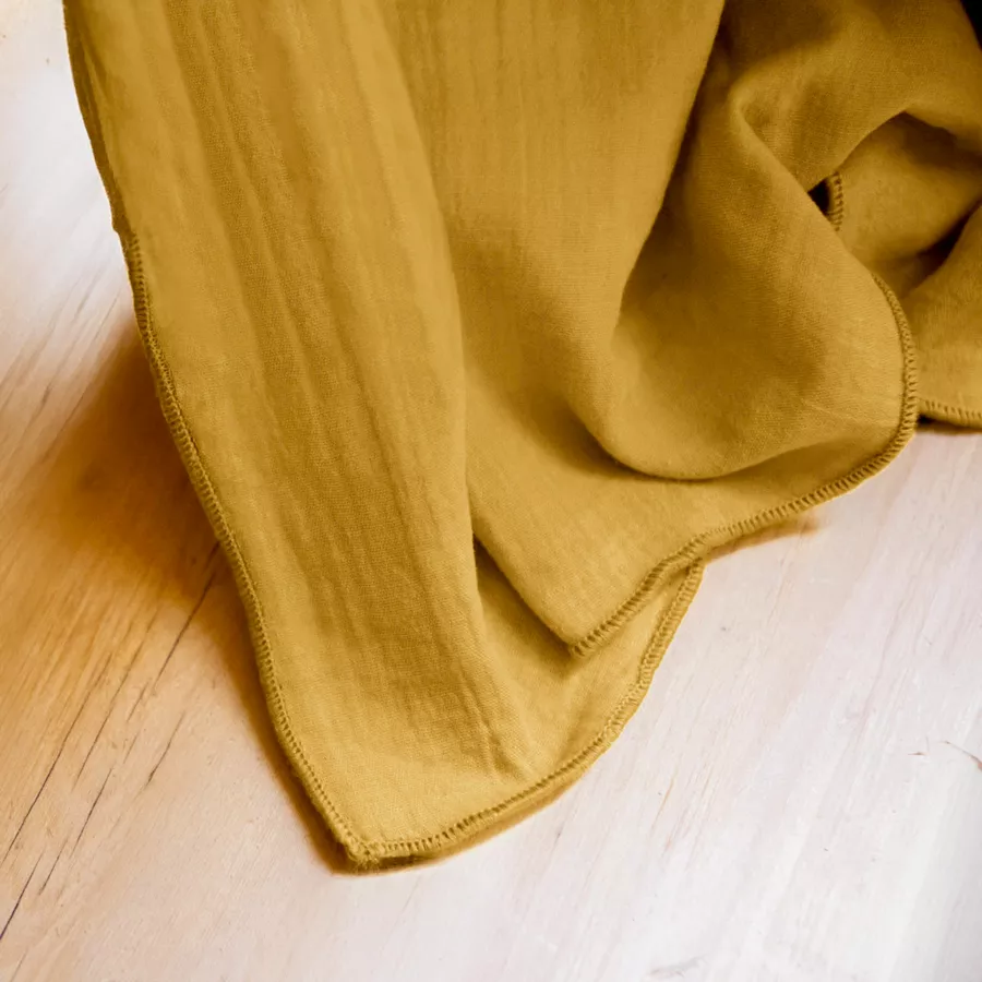 Rechteckige Tischdecke aus Baumwoll-Gaze (L250 cm) Gaïa Safrangelb
