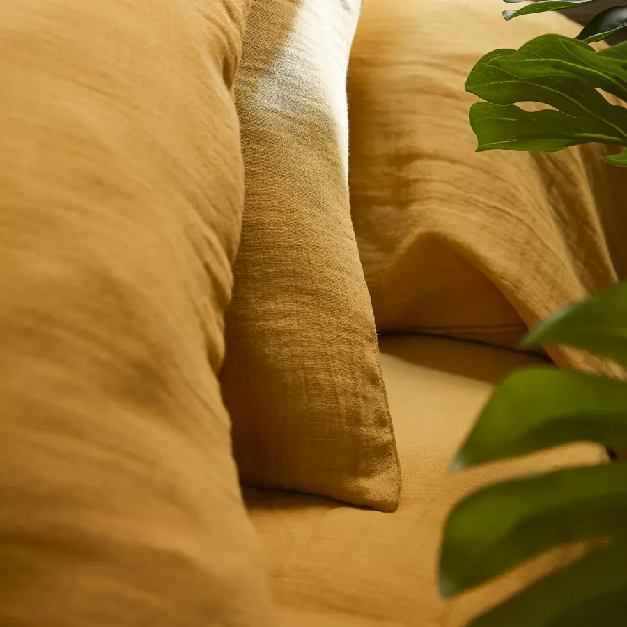 Housse de couette gaze de coton (240 cm) Gaïa Jaune safran