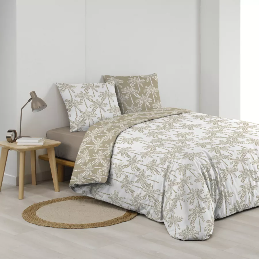 Funda nórdica y dos fundas en algodón (260 x 240 cm) Oliana Beige