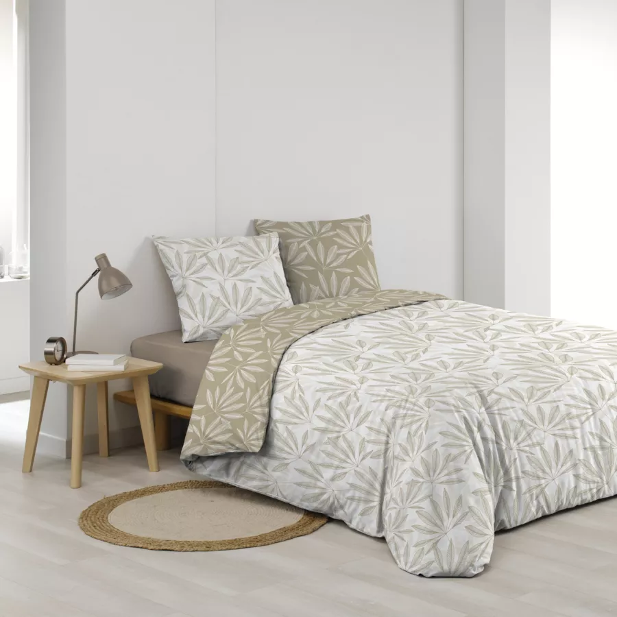 Funda nórdica y dos fundas en algodón (260 x 240 cm) Malia Beige