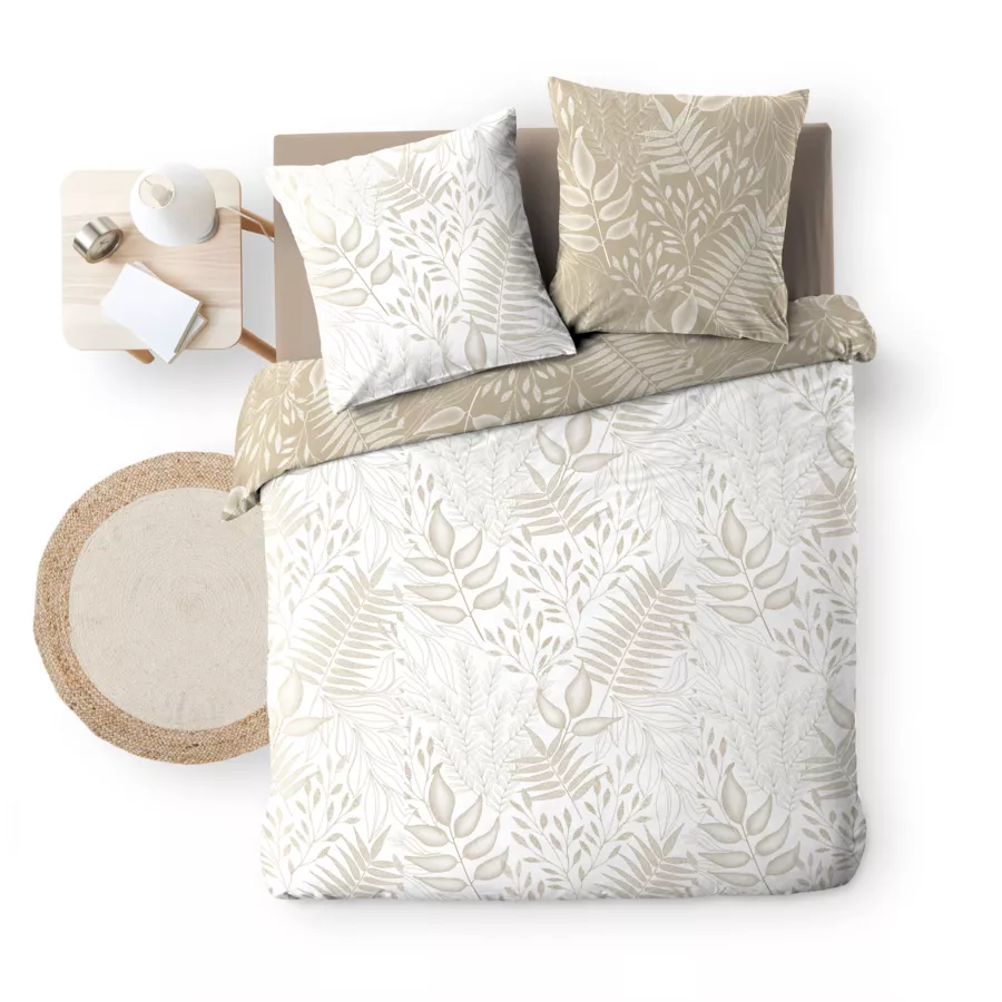Funda nórdica y dos fundas en algodón (260 x 240 cm) Cassia Beige