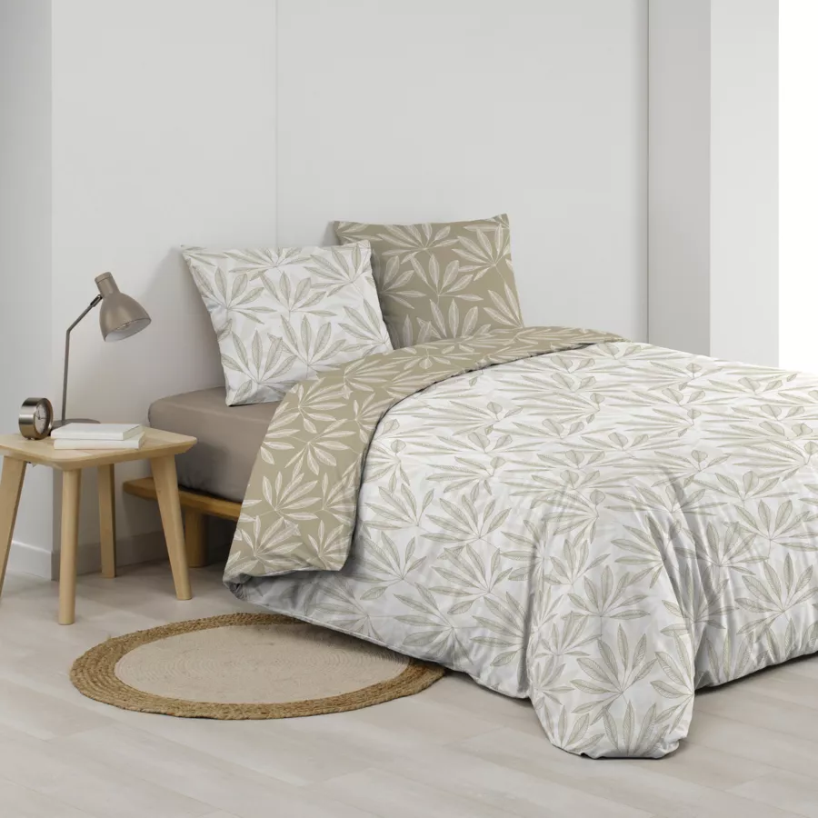 Funda nórdica y dos fundas en algodón (240 x 220 cm) Malia Beige