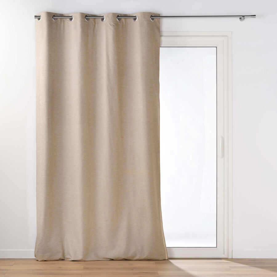 RIDEAU OEILLETS DOUBLURE AMOV. 140x260 CM CHAMBRAY/POLYESTER/TPU COVERLINE BEIGE