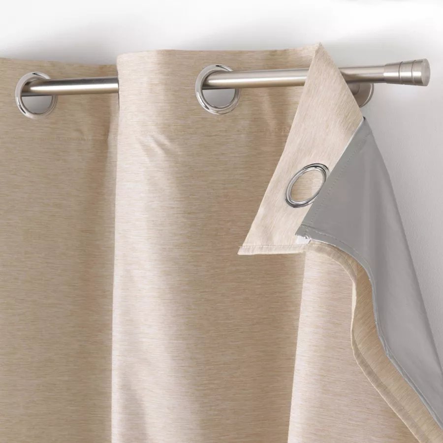 RIDEAU OEILLETS DOUBLURE AMOV. 140x260 CM CHAMBRAY/POLYESTER/TPU COVERLINE BEIGE