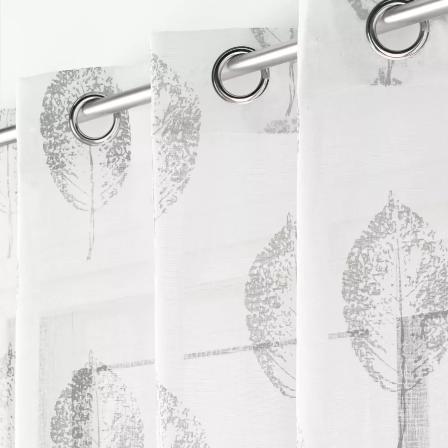 PANNEAU A OEILLETS 140 x 240 CM EFFET LIN TISSE IMPRIME INDILA BLANC