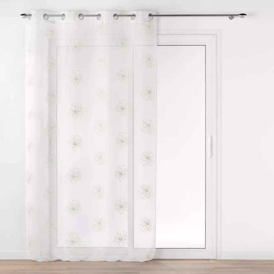 PANNEAU A OEILLETS 140 x 240 CM VOILE SABLE BRODE METALLISE SUBLIMINI OR