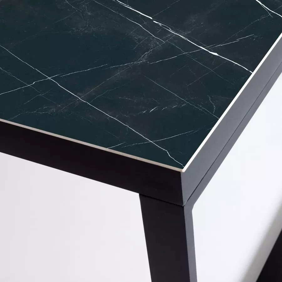 Tuintafel 12 zitplaatsen Aluminium/Keramiek Kore (260 x 120 cm) - Zwart/gemarmerd zwart