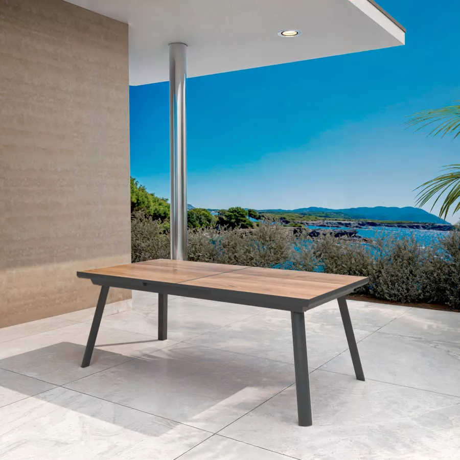 Mesa de jardín extensible en aluminio  10 lugares (260 x 96 cm) Amalfi - Gris antracita