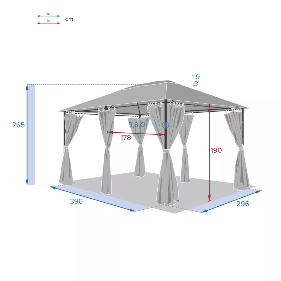 Lote de 6 cortinas de pérgola Santorini - Pizarra