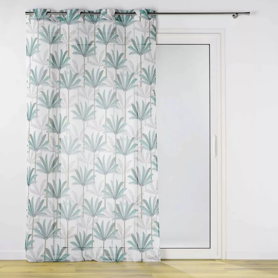 PANNEAU A OEILLETS 140 x 280 CM VOILE SABLE IMPRIME OASIS