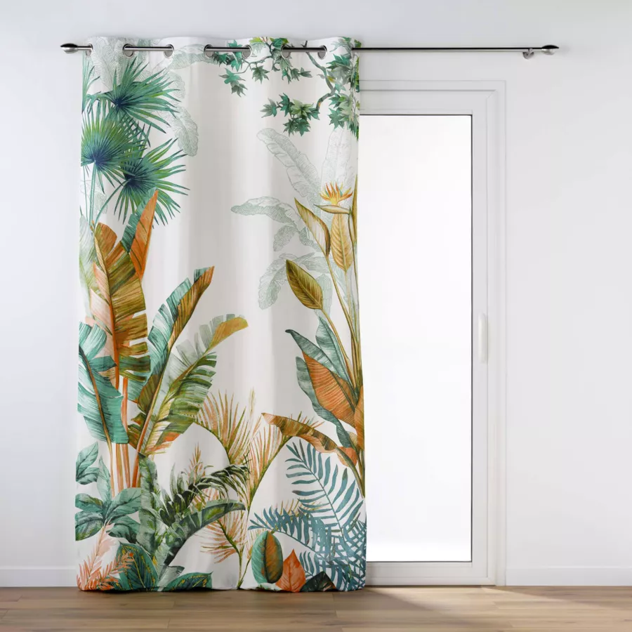 RIDEAU A OEILLETS 140 x 260 CM COTON IMPRIME EDEN DES. PLACE