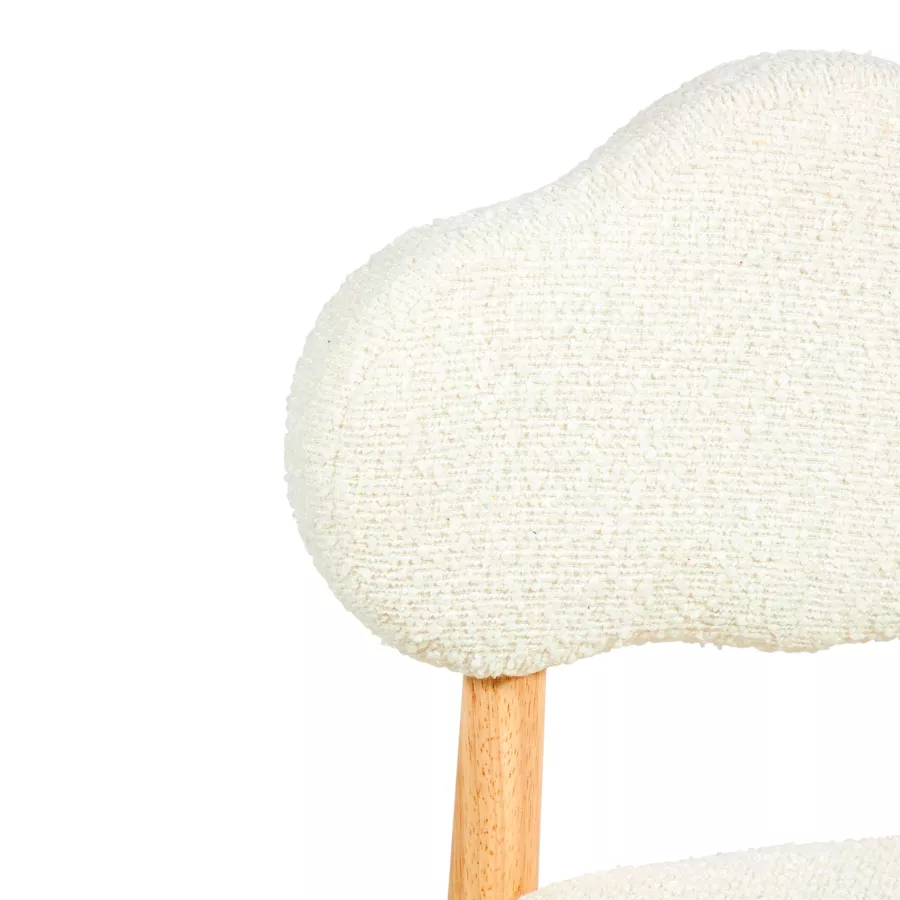 Stoel hout bouclette (35 cm) Odette Wit