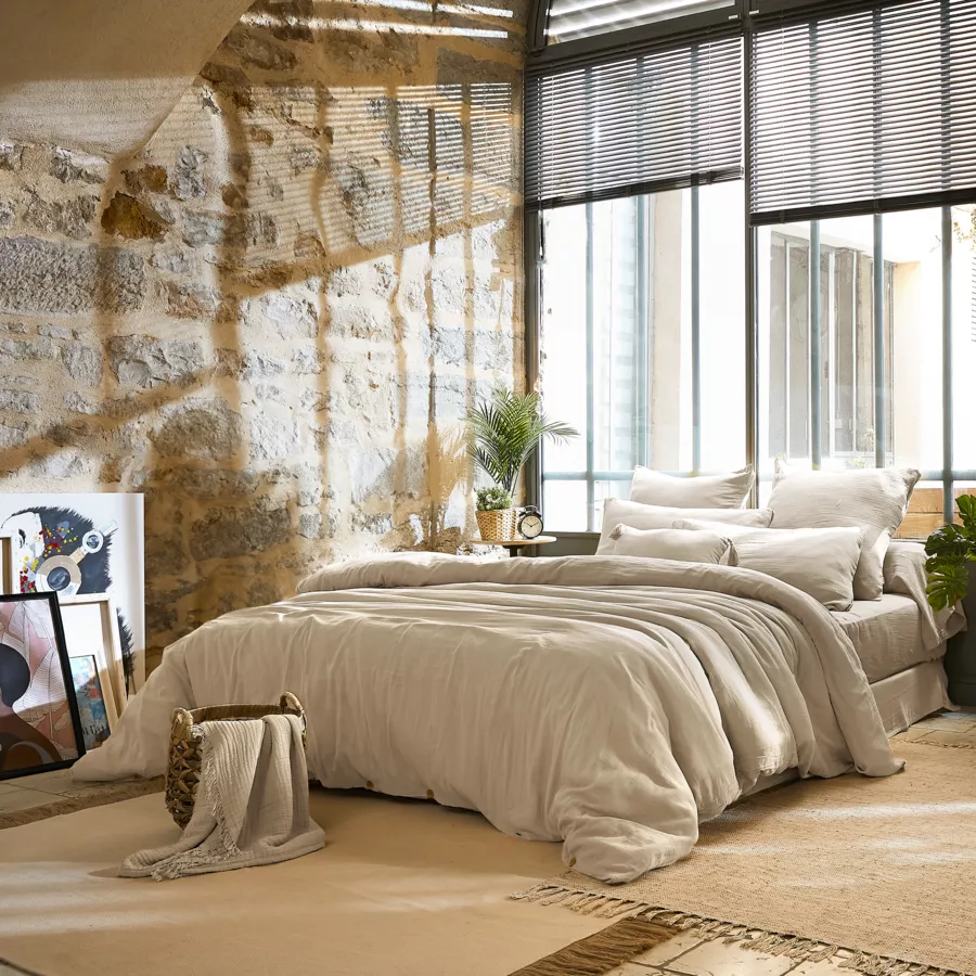 Copripiumino garza di cotone (260 cm) Gaïa Beige pampa