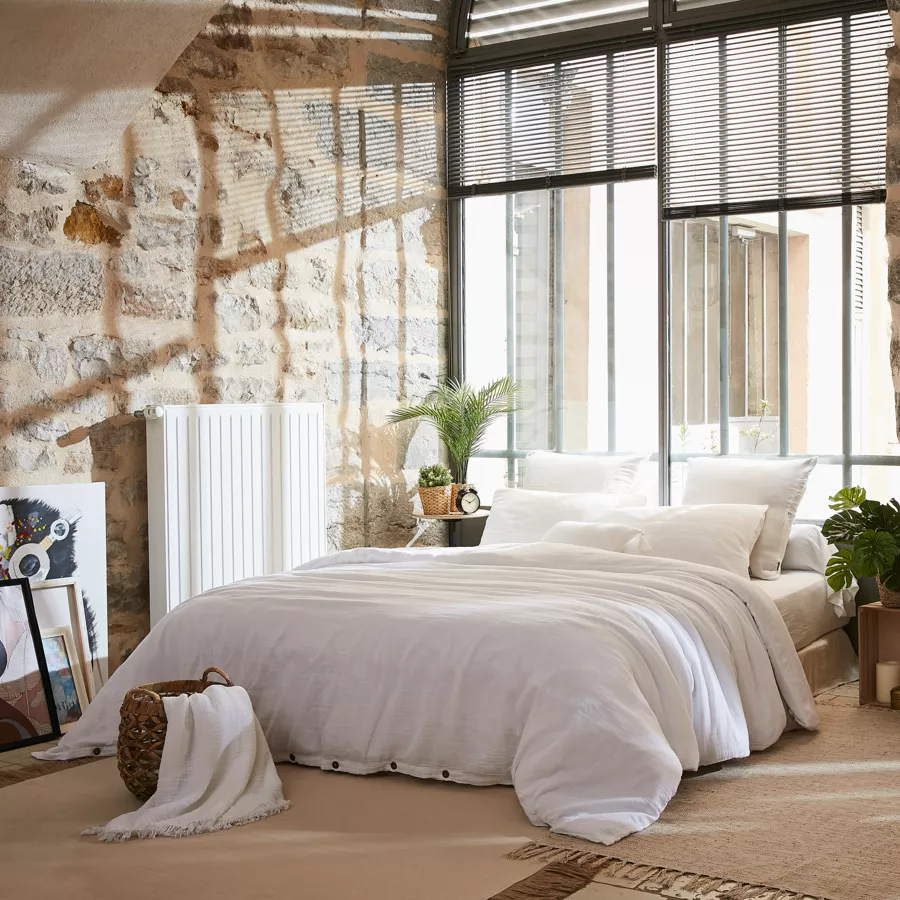 Housse de couette gaze de coton (200 cm) Gaïa Blanc chantilly