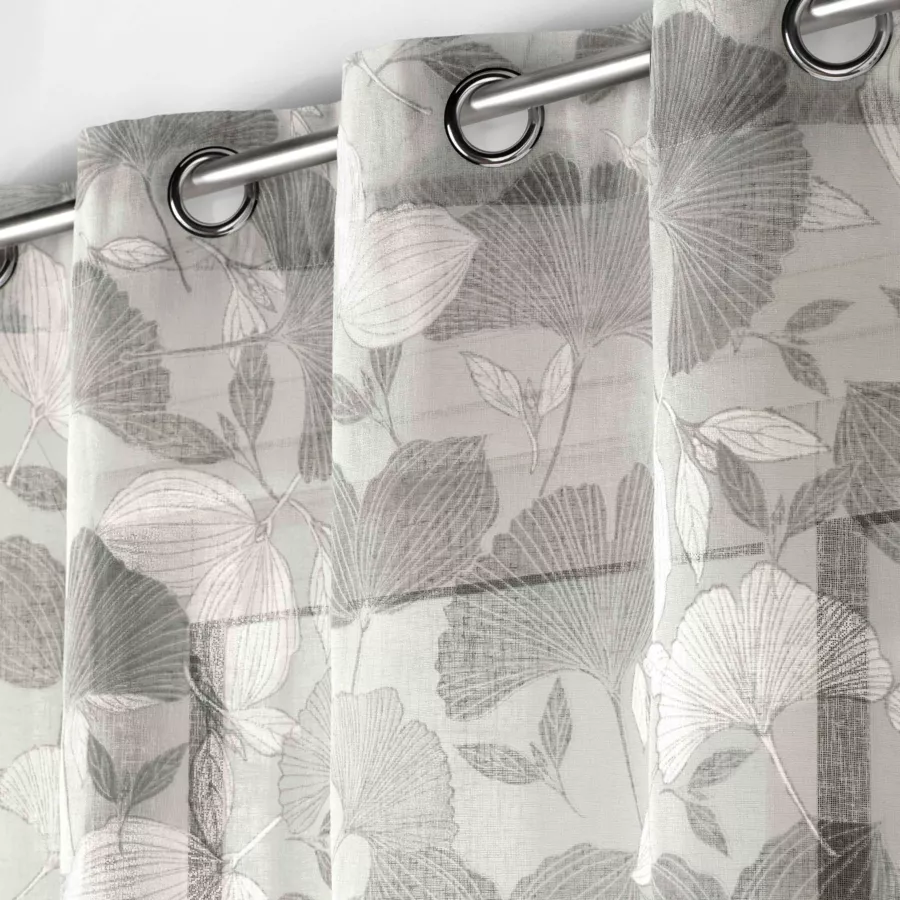 Vitrage linnennen effect (140 x 280 cm) Ginko Wit