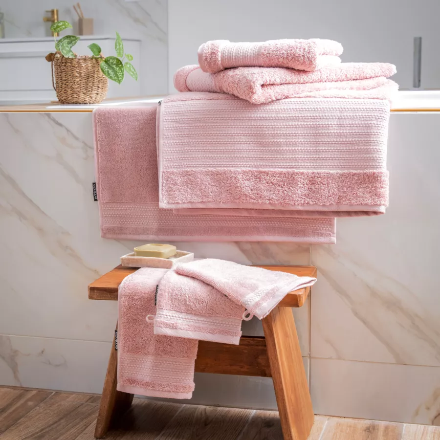 Alfombra de baño de algodón orgánico (70 cm) Méline Rosa durazno