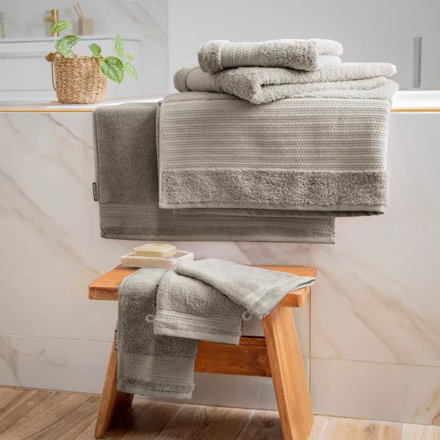 Serviette de bain coton bio (70 x 130 cm) Méline Gris argile