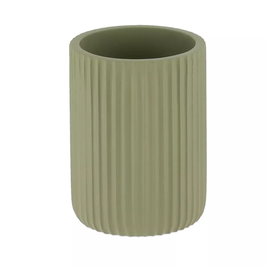 Set de accesorios de baño resina Strié Verde kaki