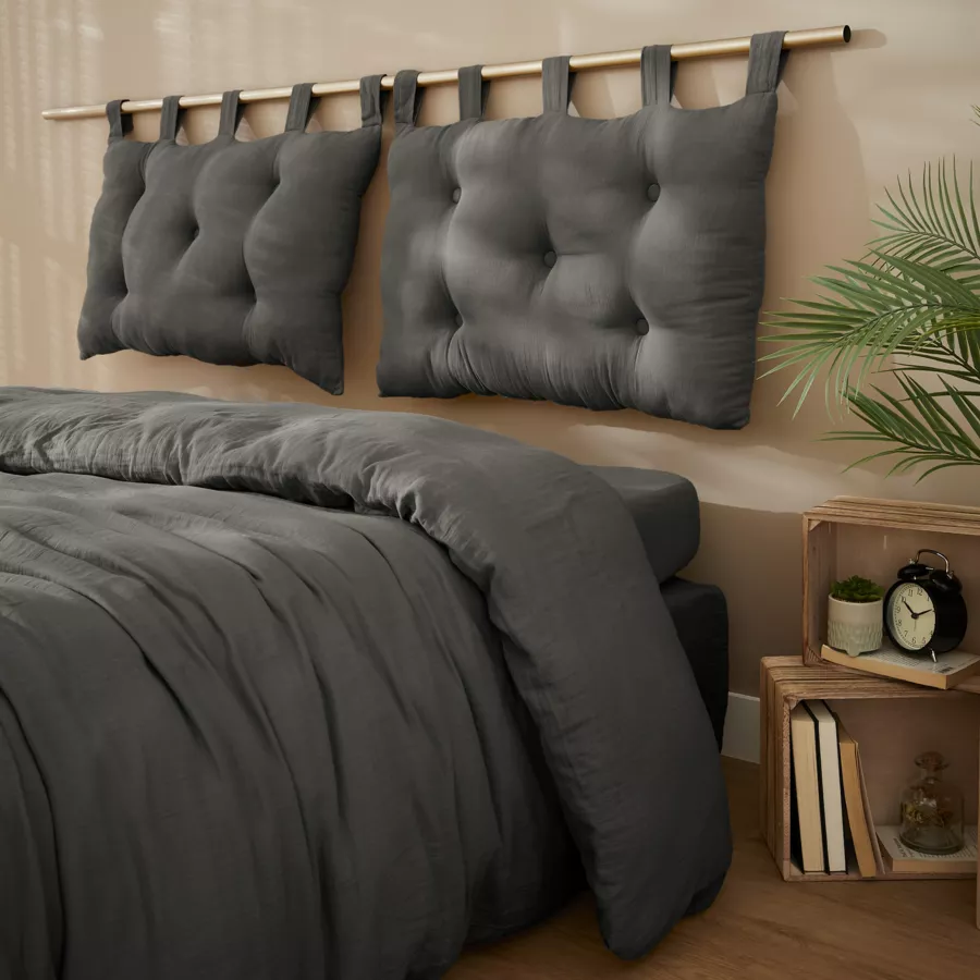 Testata letto garza di cotone (80 cm) Gaïa Grigio granito