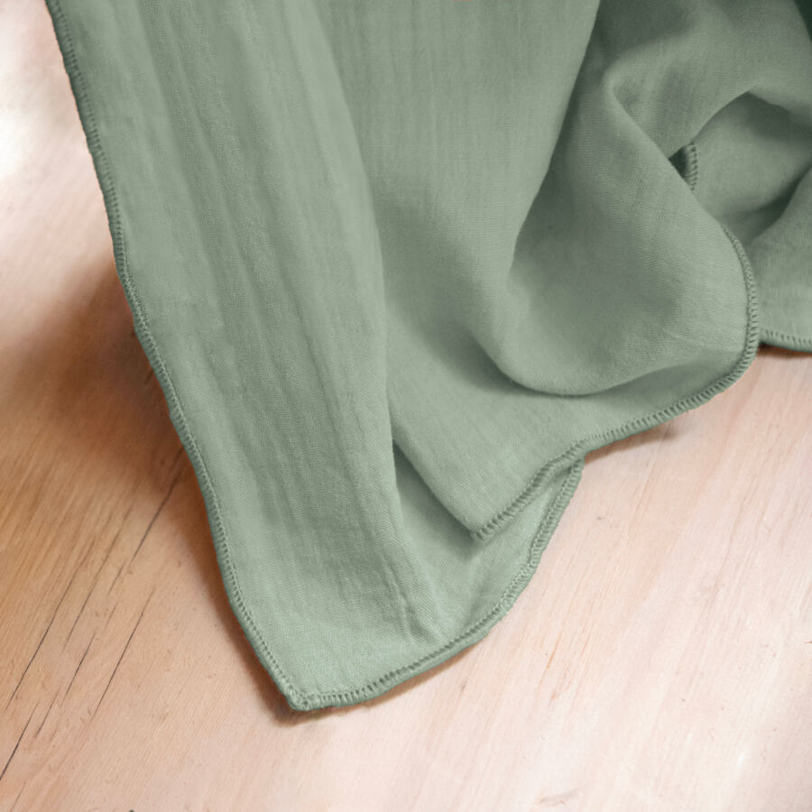 Nappe rectangulaire gaze de coton (150 x 350 cm) Gaïa Vert eucalyptus