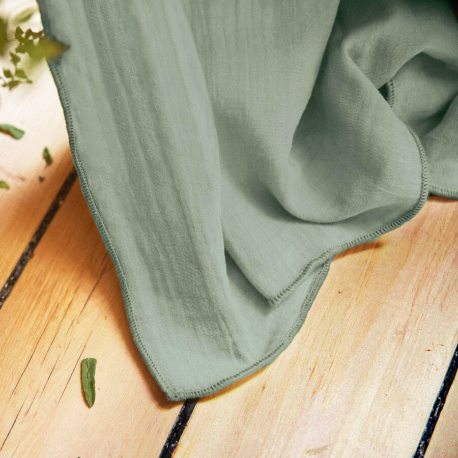 Rideau gaze de coton ajustable (140 x max 300 cm) Gaïa Vert eucalyptus