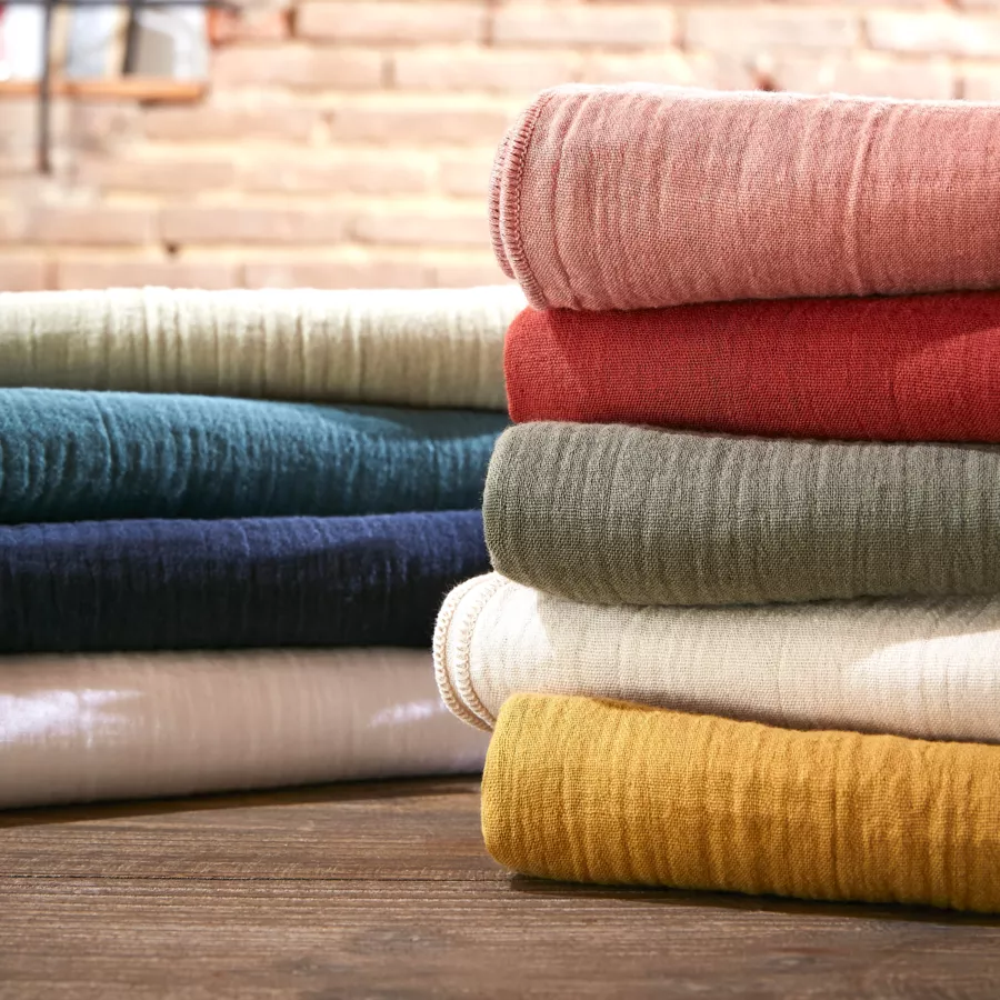 Tablier avec poches gaze de coton Gaïa Vert eucalyptus 