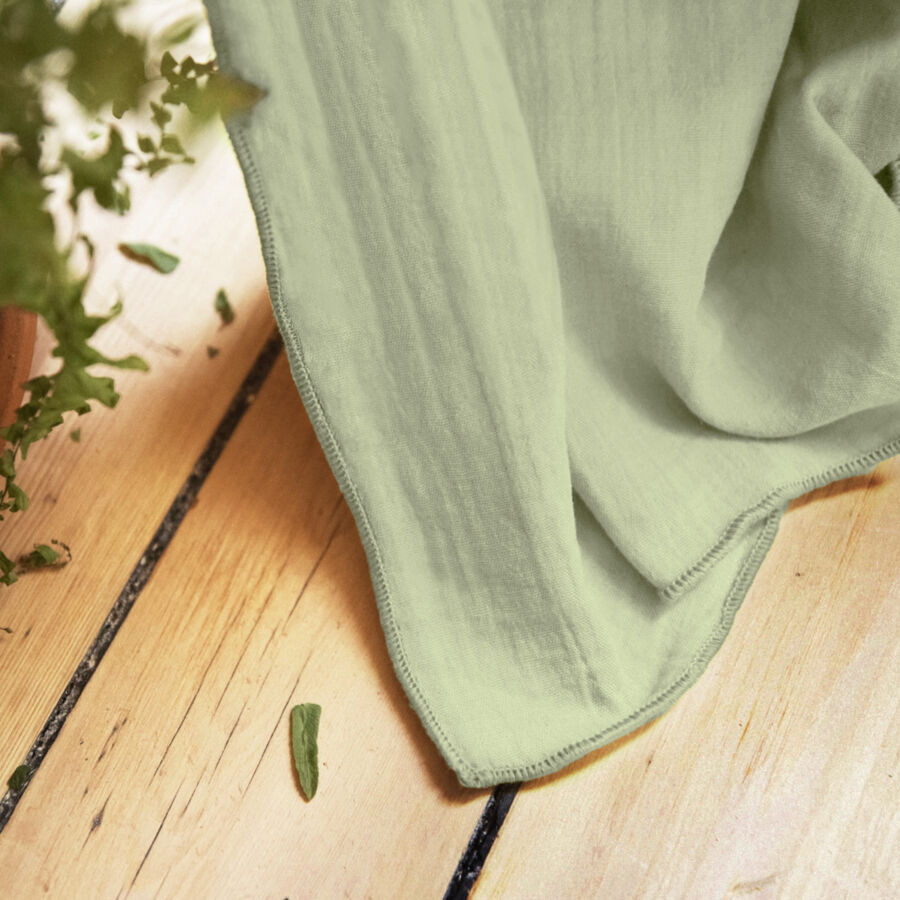 Cortina en gasa de algodón ajustable (180 x max 300 cm) Gaïa Verde tilo