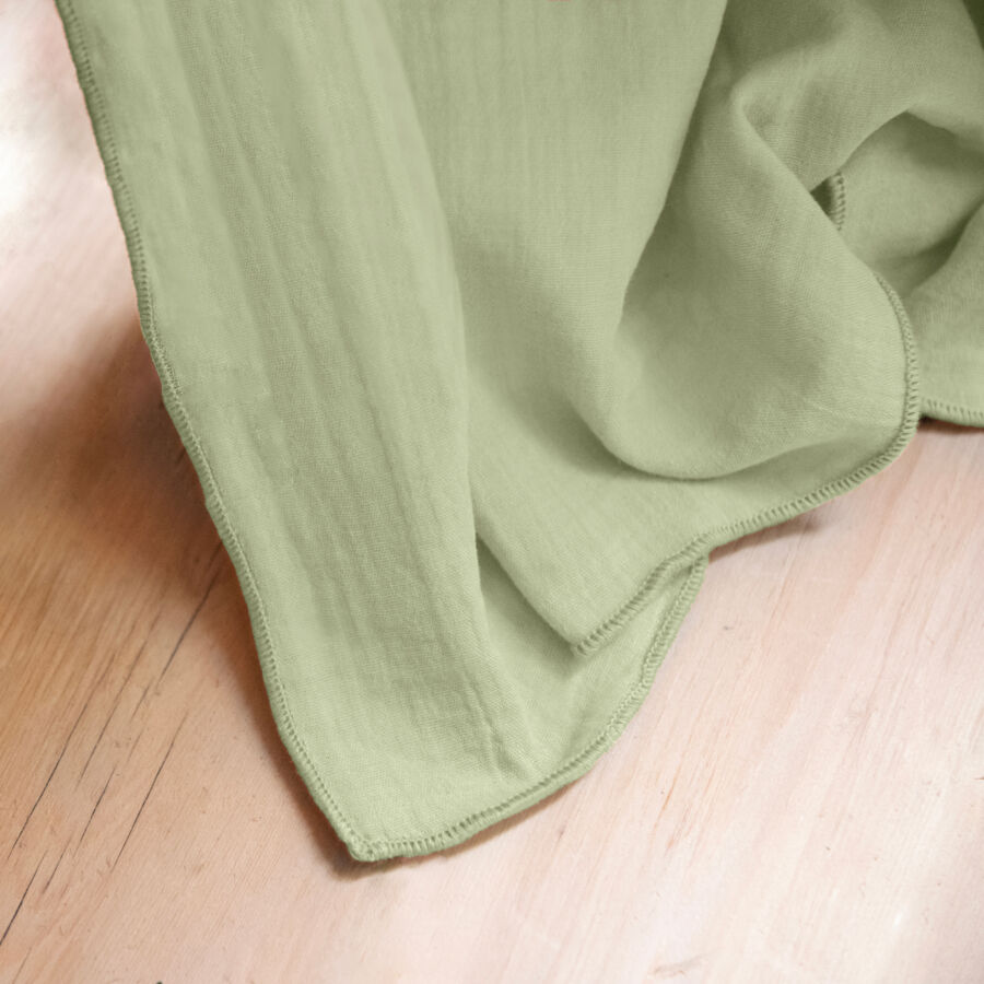 Mantel rectangular en gasa de algodón (L350 cm) Gaïa Verde tilo