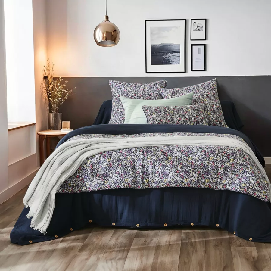Funda de almohada rectangular en gasa de algodón (50 x 70 cm) Elya Violeta