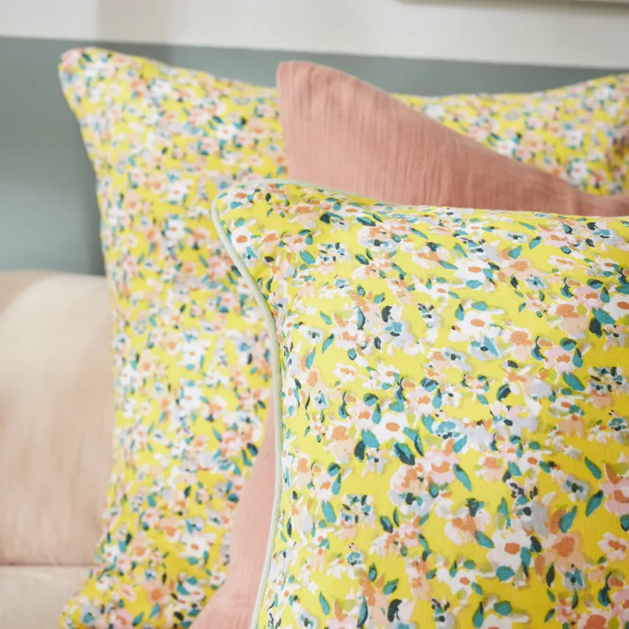 Coussin rectangulaire gaze de coton (40 x 60 cm) Abigaël Jaune