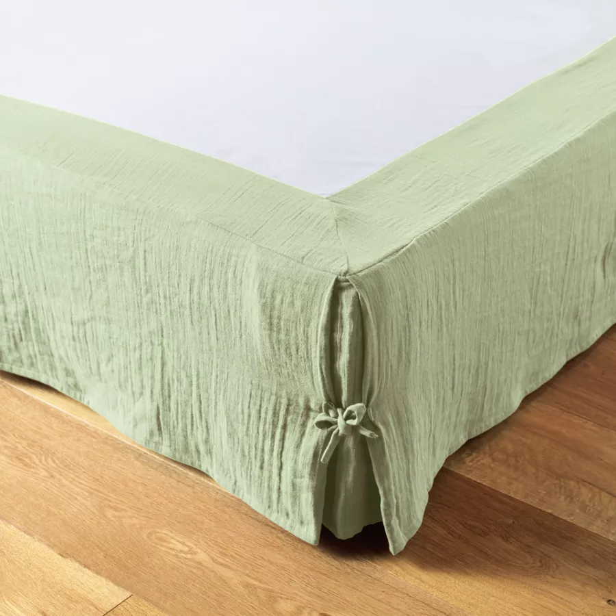 Cache-sommier Gaze de coton (140 x 190 cm) Gaïa Vert tilleul