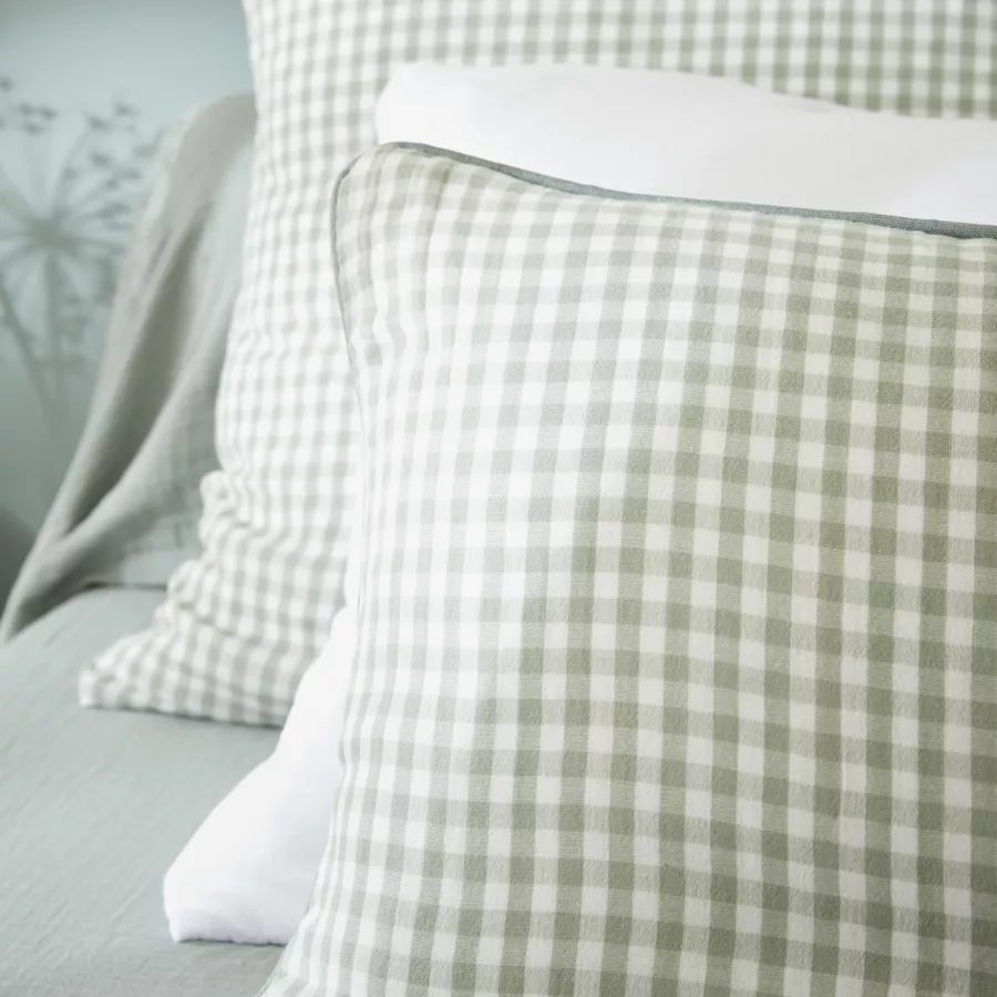 Coussin rectangulaire gaze de coton (40 x 60 cm) Vickie Vert eucalyptus